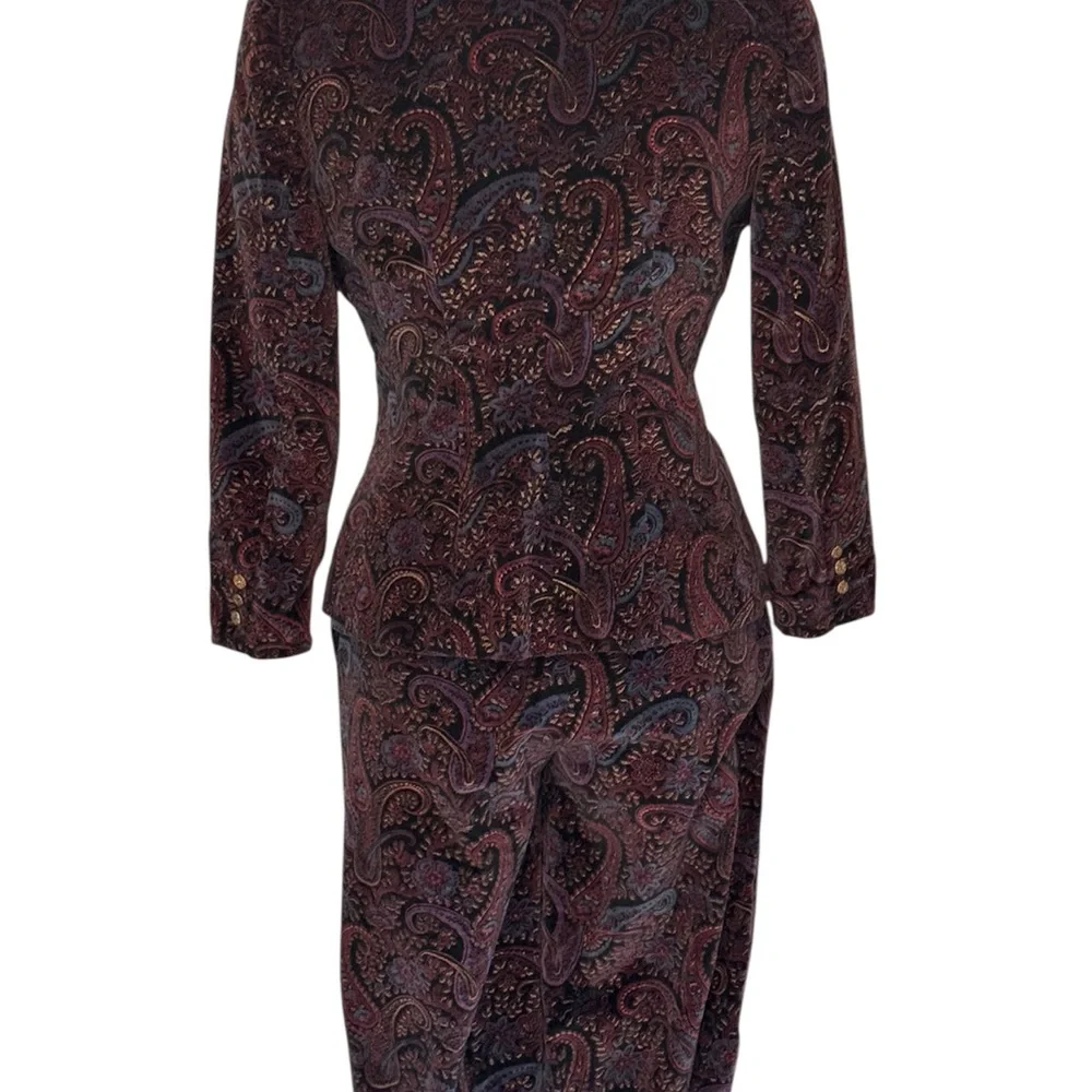 Dark Purple Vintage Paisley Handmade Knickerbocker Two Piece Set Size XS/S - Picture 5 of 7